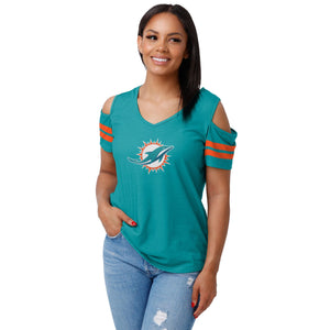 Miami Dolphins NFL Womens Cold Shoulder T-Shirt