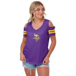 Minnesota Vikings NFL Womens Cold Shoulder T-Shirt