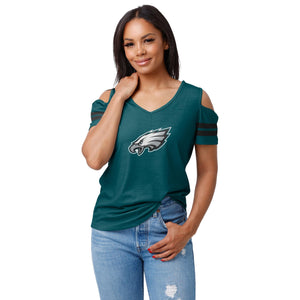 Philadelphia Eagles NFL Womens Cold Shoulder T-Shirt