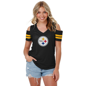 Pittsburgh Steelers NFL Womens Cold Shoulder T-Shirt