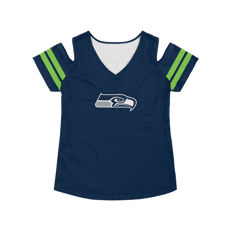 FOCO Seattle Seahawks NFL Womens Cold Shoulder T-Shirt