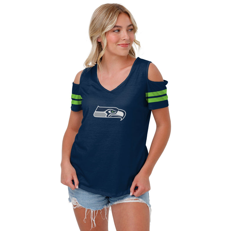 NFL Women's Short Sleeve Colorblock Glitter Tee 