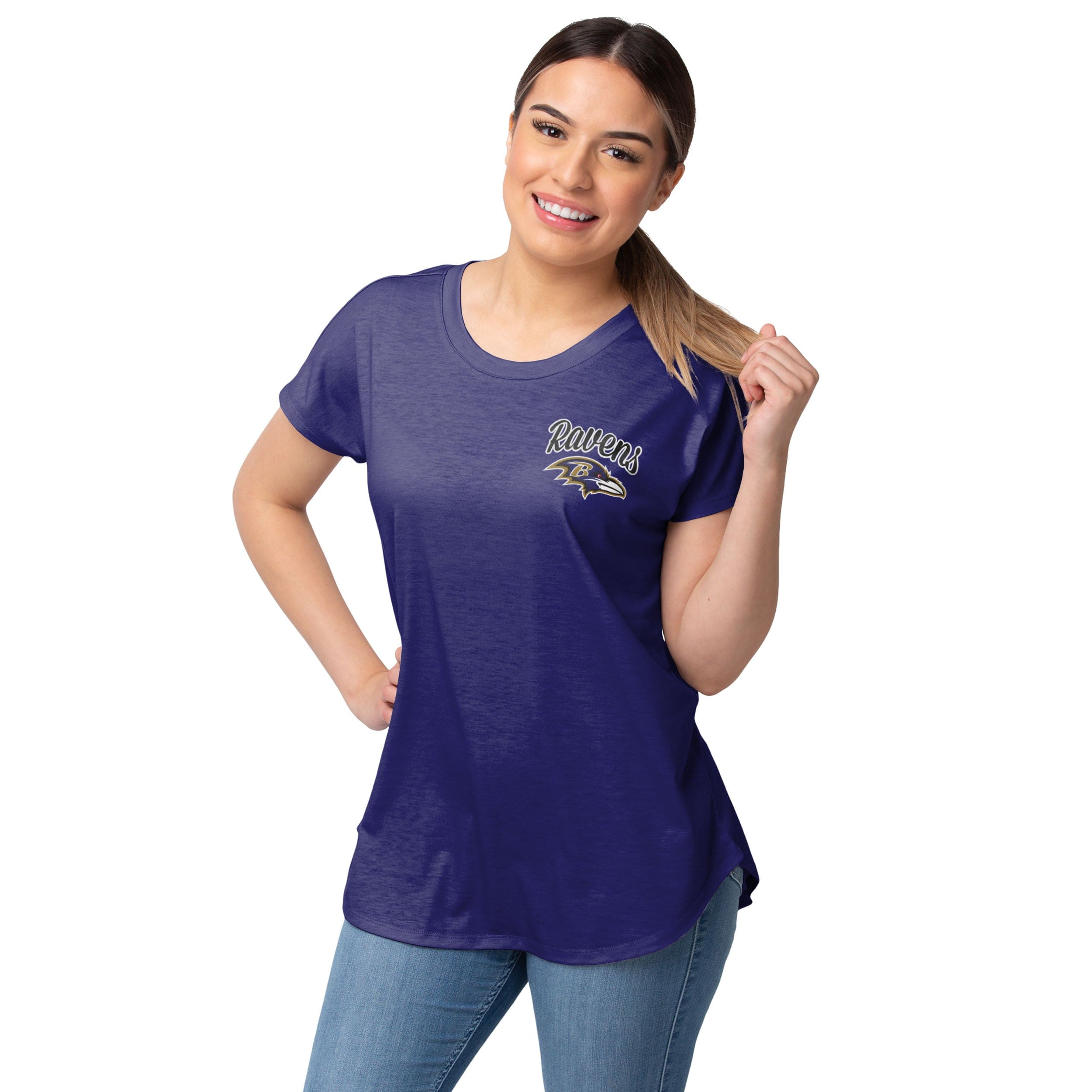 : FOCO Baltimore Ravens NFL Womens Cold Shoulder T-Shirt - Small  : Sports & Outdoors