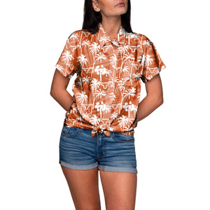 Texas Longhorns NCAA Tropic of Da Palms Womens Button Up Shirt