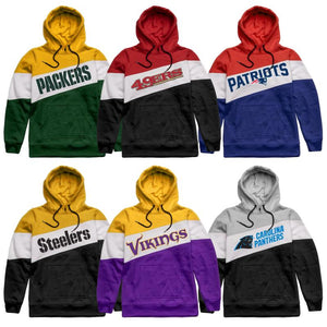 NFL Mens Wordmark Colorblock Hoodie Pick Your Team