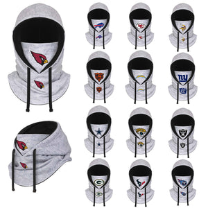 NFL Heather Gray Drawstring Hooded Gaiter Scarves - Pick Your Team!