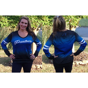 Carolina Panthers NFL Womens Printed Gradient V-Neck Shirt